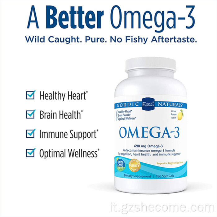 Le capsule omega migliorano il rischio di allergie olio di pesce softgels